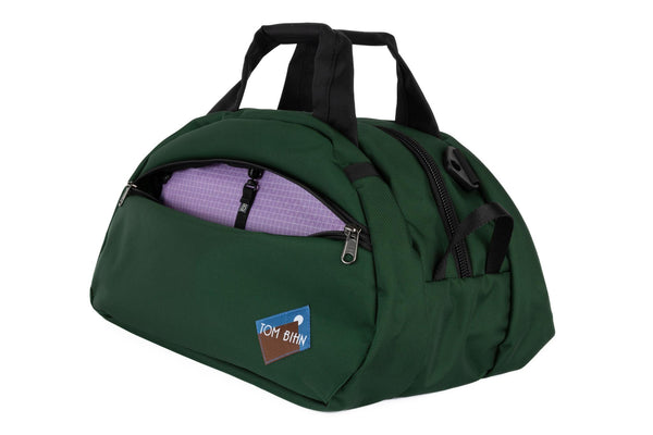 The Old School Carry All in Wilderness 630 Ballistic with Wisteria (pale purple with white grid) 200 Halcyon interior.